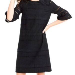 J. Crew Black Eyelet Flutter Sleeve Dress